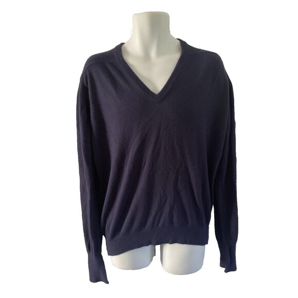 VTG Duvet Knit Sweater Mens XL Blue V-Neck Long Sleeve Preppy Grandpa Made USA - Picture 1 of 10
